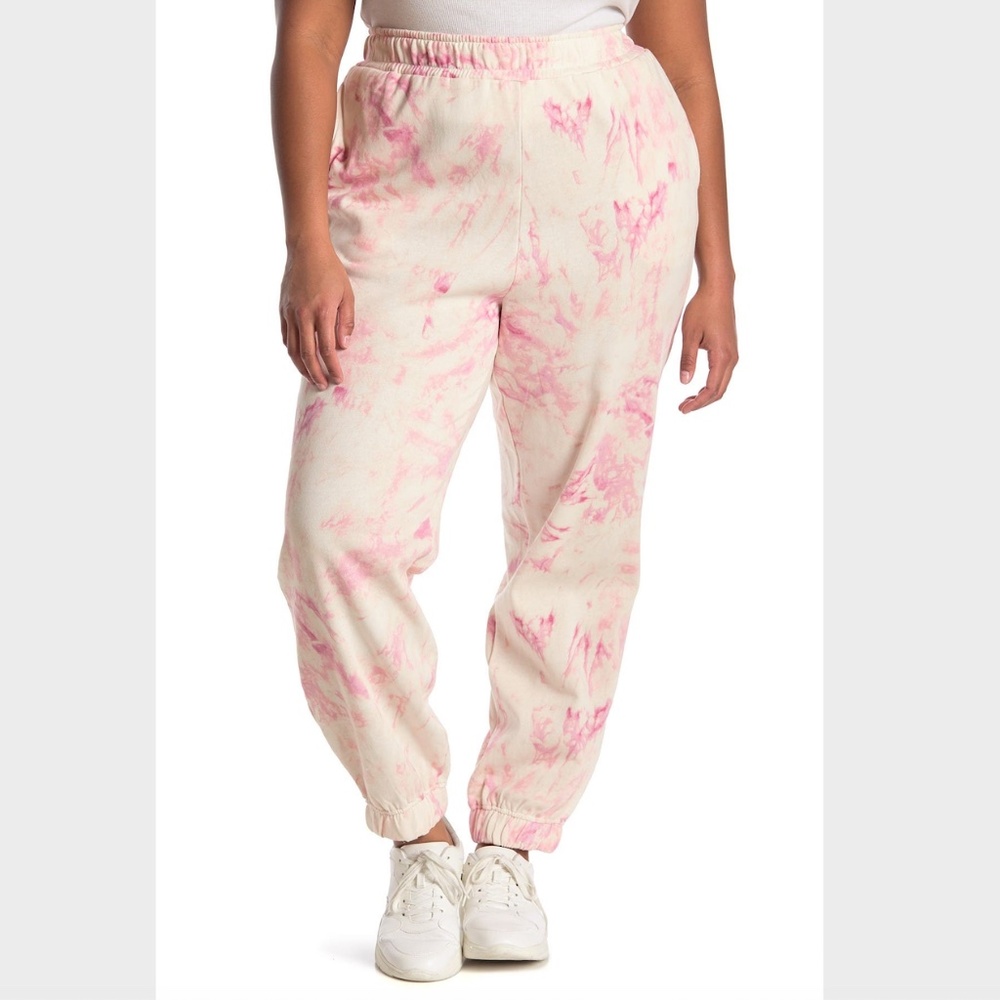 NWT AFRM Tazo TIE DYE Sweatpants Plus 🆕 Cream Blush White Pink Sz. 2X